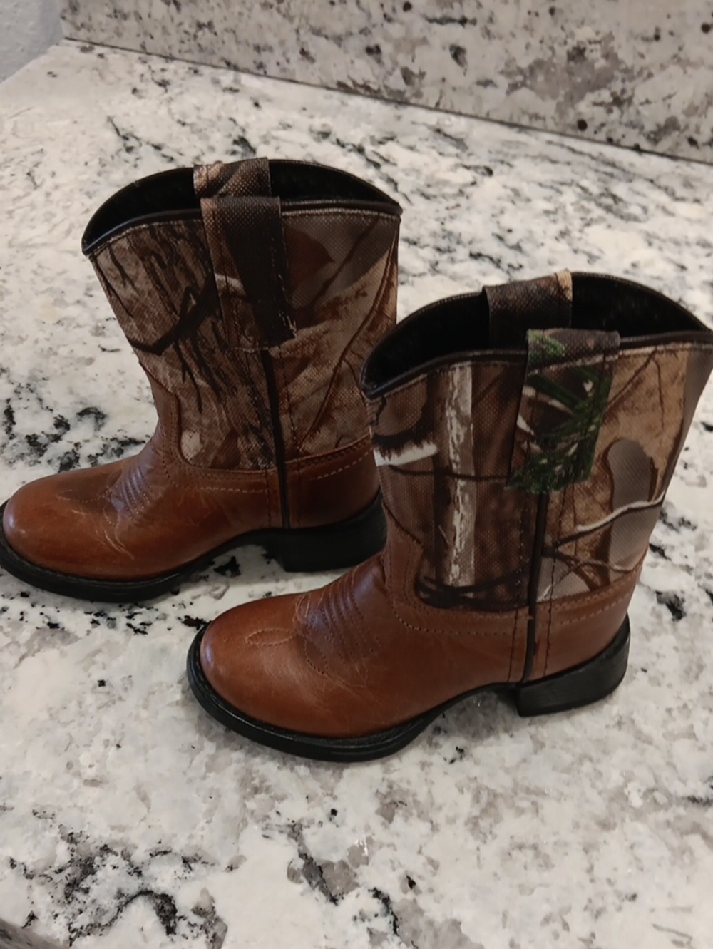 Old West Kids Brown Camo Western Boots
